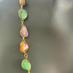 Vintage Gold Tone Wire Caged Multi Gemstone Statement Necklace 30.5" Unique EXC