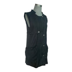LeShop Women's Black Long Vest S Zip Front Sleeveless Cardigan Rayon Cotton VG