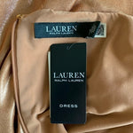 Lauren Ralph Lauren Gold Metallic Jersey Gown Twist Waist Maxi Dress Size 10 NWT