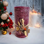 Pillar Holly Berry Acorn Wax Candle Christmas Holiday Decor New