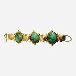 Vintage Turquoise Bracelet Green Oval Stone Gold Tone 7" Women Jewelry Gift Box