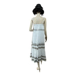 Rip Curl Vista Maxi Dress M White Grey Metallic Layered Cotton Spaghetti NWT