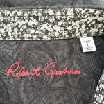 Robert Graham Gray Cotton Short Sleeve Button Front Classic Fit Shirt Size L