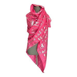 Egyptian Hieroglyphs Pink Silver Beach Sarong Wrap Scarf 60x44 Egypt NWOT