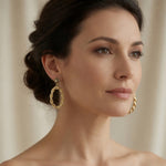 Vintage Givenchy Dangle Stud Earrings 2" Gold Tone Twisted Rope Hoop Drop VG