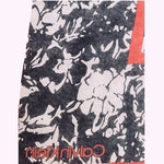 Calvin Klein Black White Red Floral Abstract Chiffon Scarf Wrap 72x28