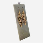 Gold Tone Feather Earrings 2.5"x1.5" Fishhook Dangle Women's Costume Jewelry VG