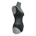 Fashion Nova Waisted Swimsuit L Black One Piece Bathing Suit Bodysuit NWT