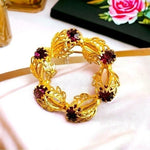 Vintage Gold Tone Wreath Purple Crystal Amethyst Brooch Pin 1.25" Excellent