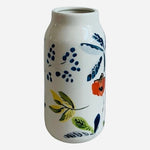 Threshold White Ceramic Vase Handcrafted Floral Print Stoneware 8" Farmhouse New