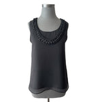 DANA BUCHMAN Women's Black Sheer Sleeveless Tank Blouse Size S Chain Detail NWT