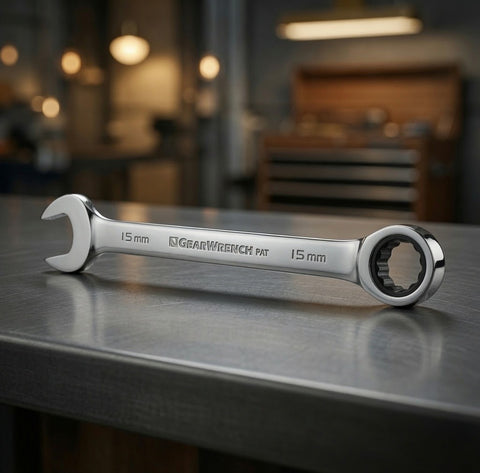 GearWrench 15mm Ratcheting Combination Wrench 12 Point Metric Vintage EXC