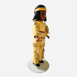 Vintage Native American Indian Girl Doll 8" Beaded Leather Handmade Blink Eyes