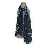 GUESS Minuka Blue White Floral Print 100% Cotton Sarong Wrap Scarf Coverup 76x44