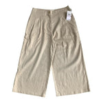 Michael Kors Linen Viscose Cropped Wide Leg Capri Pants Tan Dune Size 6P NWT