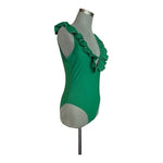 Green Ruffled One Piece Swimsuit Women XL Fits L Stretch Polyamide NWOT