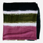 Color Block Sarong Purple Green Black White Sheer Wrap 78"x43" Beach Cover Up VG
