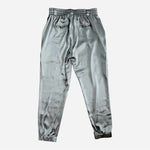 WHBM WKND Women's Silver Gray Satin Cargo Joggers 6 Athletic Pants Pockets VG