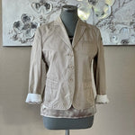Calvin Klein Women's Tan Cotton Long Sleeve Blazer M (40-42) 3-Button Lined G+