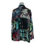 Draper's & Damon's Burnout Velvet Blouse Black Multicolor Patchwork L Silk Rayon
