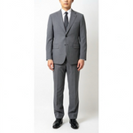 John Williams Men's Classic Fit Suit Jacket & Pants Set L Grey Wool Blend EXC