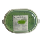 Microwave Fish Veggie Steamer Green White 12.5" Healthy Cooking Kitchen Tool