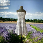 Victorias Secret Strapless White Floral Lace Mini Dress Cotton Fit Flare XS