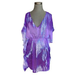 Highness Women's Purple White Leaves Print Sheer Tunic Beach Cover Up NWT