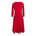 Lauren Ralph Lauren Red Merino Wool Ruched Boat Neck Dress S/M 3/4 Sleeve Lauren