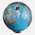 Modern World Globe Chrome Base Blue Silver Black Enamel 15.5” Home Office Decor