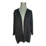 Talbots Black Open Front Blazer Duster Knit Sheer Back Women's Size M 26.5"