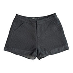 Etam Weekend Women's Black Quilted Floral Shorts 6 Ruffle Hem Cotton Blend VG