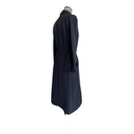 Authentic Burberry 100% Wool Navy Blue Midi Trench Coat Women's 10 Waterproof
