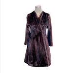 Geoffrey Beene Real Mink Fur Coat Jacket Vintage Brown XS Fit &Flare Glossy Coat