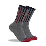 2 Pair MADE HERE Route 66 Crew Grey Navy Red Striped Unisex Socks L/XL NWT