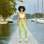 Nike Dri FIT One Mid Rise Leggings L Honeydew Alligator Green Pockets NWT