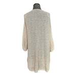 MAK Beige Knit Duster Cardigan 3/4 Sleeve Open Front Women M/L 34.5" Textured VG