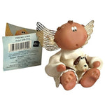 Russ Berrie Angel Cheeks With Dog Figurine 6" Vintage Cream Brown Collectible