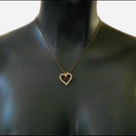 Vintage 14K Gold Plated Red White Crystal Heart Pendant Chain Necklace NIB