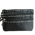 Nautica Women’s Black Nylon Triple Zip Wristlet Clutch Bag Travel NWT