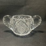 Vintage Brilliant Cut Crystal Sugar Bowl with Handles 6.5”x4” Rare Find