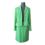 Studio G Lime Green Pencil Skirt Suit Blazer Set Tie Pockets Size 10 NWT