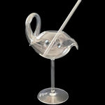 Elite Eighteen Limited Edition Swan Cocktail Glass with Glass Straw 7" Tall NIB