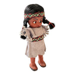 Native American Doll Vintage Indian Girl Doll Souvenir 6” Tall Blinking Eyes