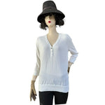 Ralph Lauren Womens Sweater White Cotton V Neck Half Button LRL Lightweight NWT