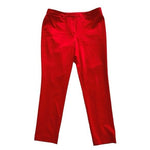 CALVIN KLEIN Women's Red Mid Rise Straight Pants S 8 Gold Button Rayon Nylon