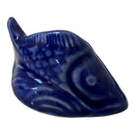 Blue Cobalt Fish Porcelain Figurine Hand Painted White Small 1.7" x 3.2" x 1.6"