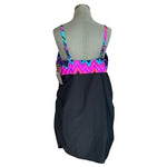 CATALINA Womens Swim Top 3X Bandeau Tank Black Multicolor Ruffle Gold Accent NWT