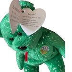 TY Beanie Baby 2003 Decade Green Gold Sparkle Teddy Bear 9" Hologram Pin NWT