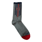 2 Pair MADE HERE Route 66 Crew Grey Navy Red Striped Unisex Socks L/XL NWT